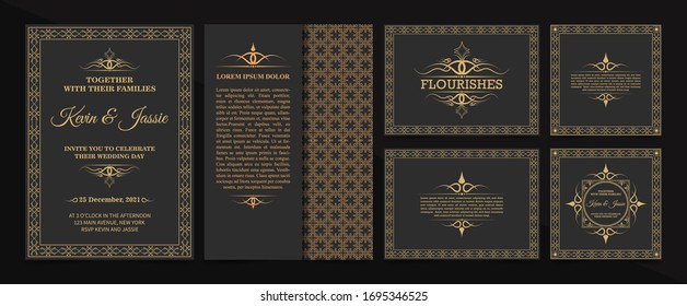 collection Invitation card vector design vintage style
