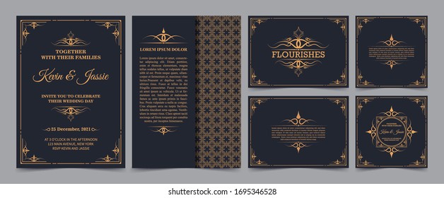 collection Invitation card vector design vintage style