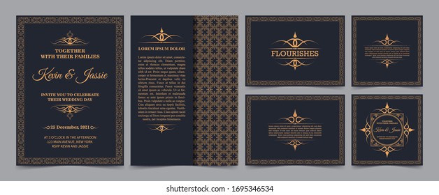 collection Invitation card vector design vintage style