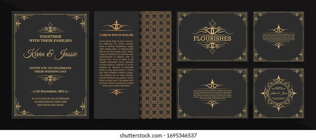colección Diseño vectorial de tarjeta de invitación estilo vintage