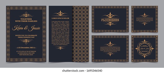 collection Invitation card vector design vintage style
