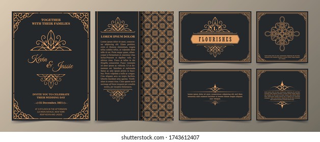 colección Diseño vectorial de tarjeta de invitación estilo vintage	