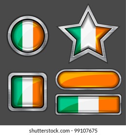 collection of ireland flag icons vector