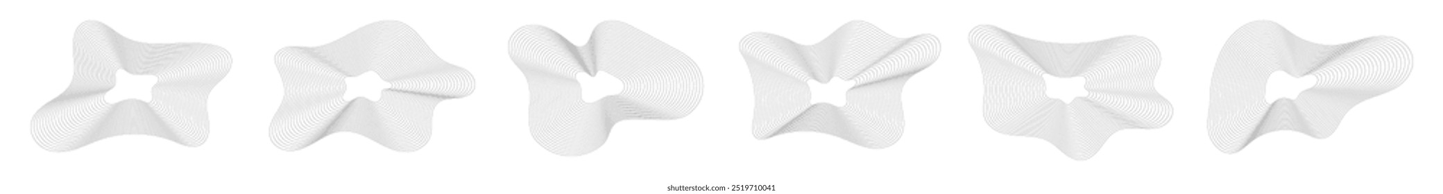 Collection of irregular, dynamic forms, blend shapes on white background vector illustration