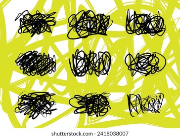 collection of irregular graffiti abstract scribbles	
