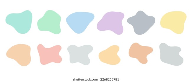 Collection of irregular round blots forming graphic elements in pastel colors