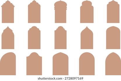 Colección de arco islámico y siluetas de ventana Palabras claves: arco islámico, ventana, silueta