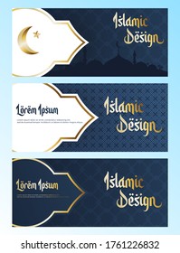 collection of islamic background illustration concept for Happy eid mubarak, ramadan greeting or islamic new year. template for web, banner, presentation, social, poster, promotion, advertising.