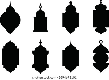 Collection of Islamic Lantern Silhouettes for Ramadan and Eid Celebrations