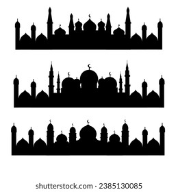 Collection of Islamic mosque silhouettes