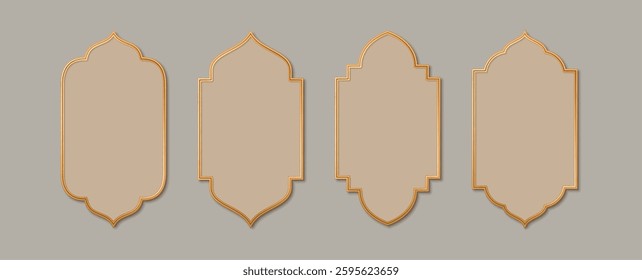 Collection of Islamic windows and arches in oriental style