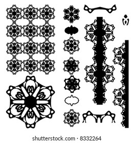 Collection of isolated Black Lace silhouette designs in AI-EPS8 format.