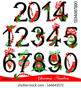 Collection Of Isolated Christmas Numbers On White Background. Vector Version.