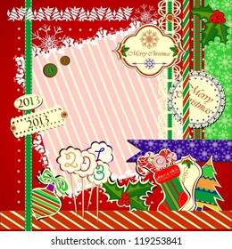 Collection of Isolated Christmas Scrapbooks Elements, Vector Illustration