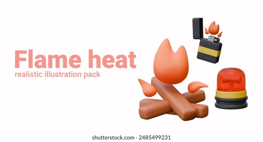 Collection of isolated color elements for fire concepts