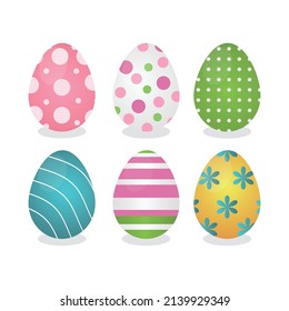 Collection of isolated colorful Easter eggs. Flat illustration