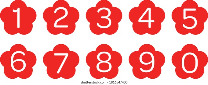 Collection of isolated flower shaped number icons for 0 - 9