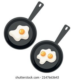 Colección de criaderos aislados con huevos revueltos. Dibujo plano de caricatura.