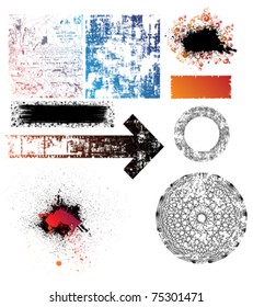 collection of isolated grunge textures, shapes and banners. Eps10 vector