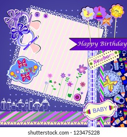 Collection of Isolated Newborn Scrapbooks Elements, Vector Version