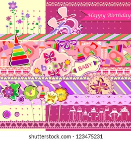 Collection of Isolated Newborn Scrapbooks Elements, Vector Version