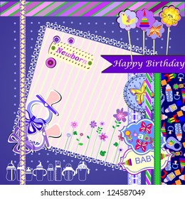 Collection of Isolated Newborn Scrapbooks Elements, Vector Version