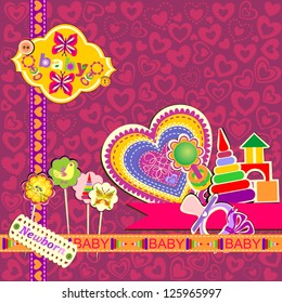 Collection of Isolated Newborn Scrapbooks Elements, Vector Version