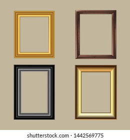 collection of isolated old fashioned empty art frames vector