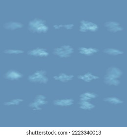 Colección de nubes nocturnas transparentes y realistas aisladas. Ilustración del vector EPS10