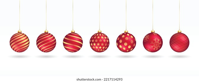 collection of isolated red xmas bauble elements design 