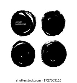Collection de coups de pinceau d'encre à texture ronde isolés. Illustration à main