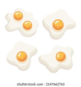 Colección de huevos revueltos aislados. Ilustración plana colorida.