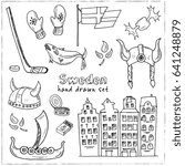Collection with isolated sweden symbols. Vector illustration.