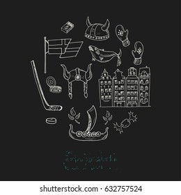 Collection with isolated sweden symbols. Vector illustration.