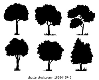 collection isolated tree Symbol silhouette style on white background. Can be used for your work.