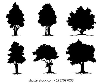 collection isolated tree Symbol silhouette style on white background. Can be used for your work.