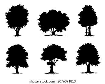 collection isolated tree Symbol silhouette style on white background. Can be used for your work.