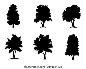 collection isolated tree Symbol silhouette style on white background. Can be used for your work.