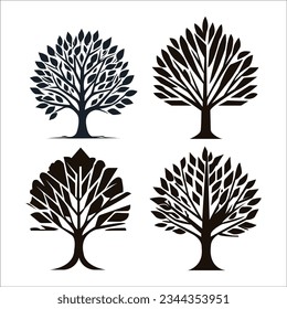 collection isolated tree Symbol silhouette style on white background. Can be used for your work.