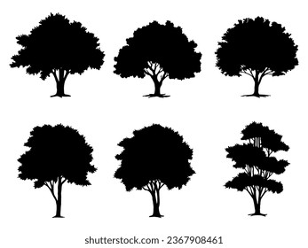 collection isolated tree Symbol silhouette style on white background. Can be used for your work.