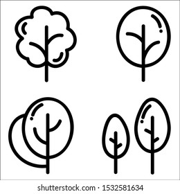 Collection isolated trees - vector illustration. Naturally beautiful symbol.
