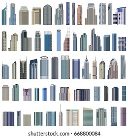 collection of isolated vector buildings