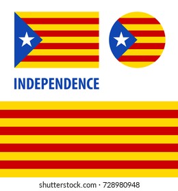 Collection of isolated vector Catalonia flags on white background. Catalonia independence and patriotism theme.