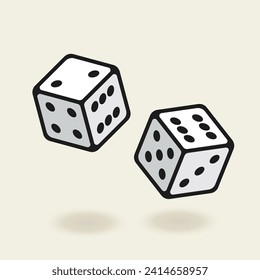 Collection of isometric dice in different positions. Dice in a simple modern style