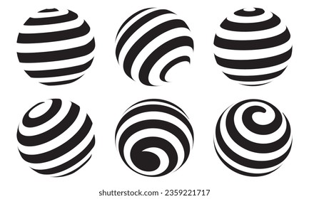 collection of isometric globe logo circular shape isolated white background