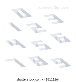 Collection of the isometric numbers. Effect Hole. Three-Dimensional elements. Vector illustration.