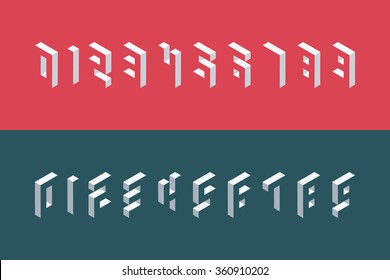 Collection of the isometric numbers. Three-Dimensional elements. Vector illustration.