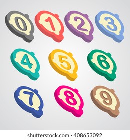 Collection of the isometric numbers. Vector illustration, 3d numbers