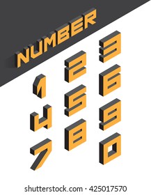 Collection of the isometric numbers. Vector illustration