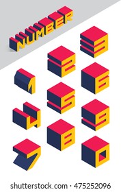 Collection of isometric numbers. Vector illustration